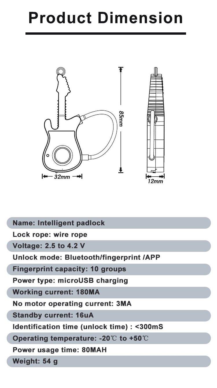 Fingerprint Padlock Special Shape Tuya Bluetooth Smart Lock (YDPL-0118)