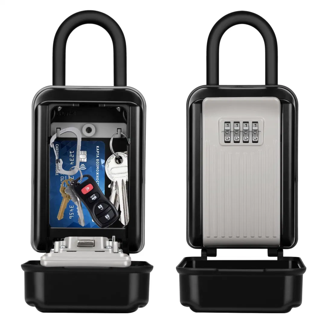 Large Capacity Waterproof 4 Digit Resettable Metal Combination Safe Metal Key Lockbox for Wall Mounted