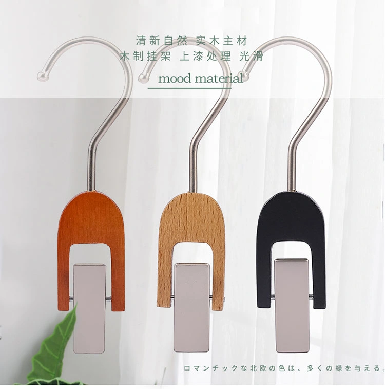 Mini Wooden Hanger with Metal Clip, Display Scarf Hat Wooden Clip Hanger