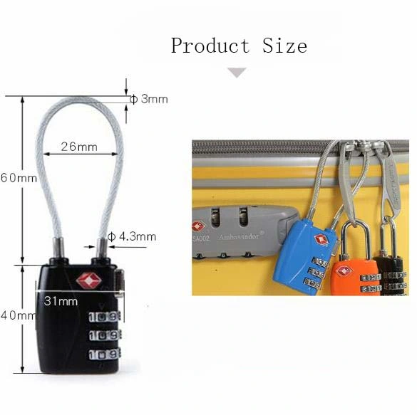 Safety Cheap Password 4 Digital Cable Padlock Luggage Code Combination Lock