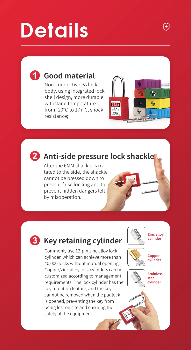 Safety Padlock with Master Keys for Industrial Equipment Lockout