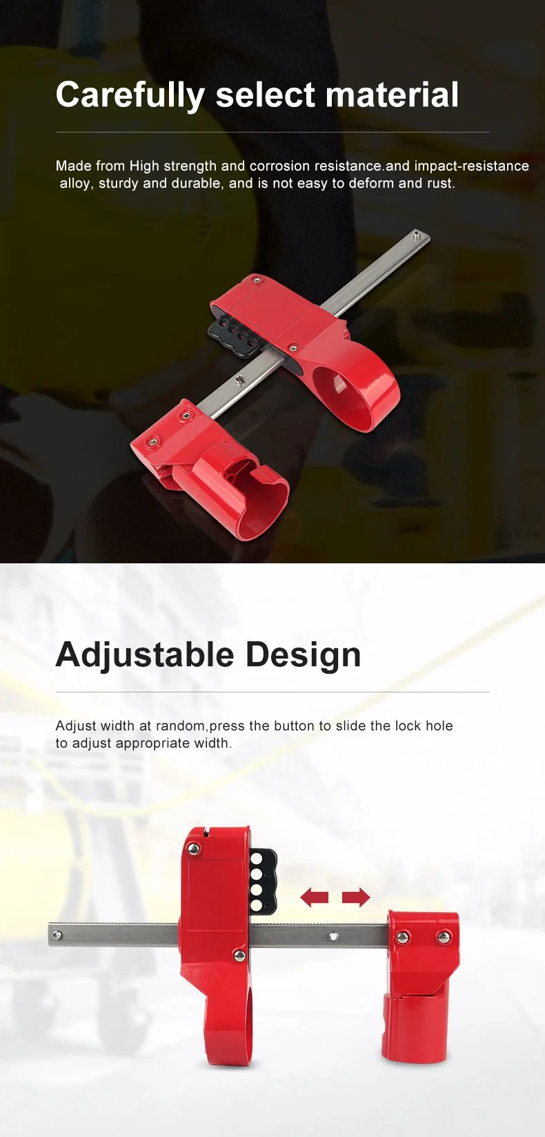 Adjustable Device to Fits 70mm to 210mm Valves Sanitary Butterfly Valve Lockout