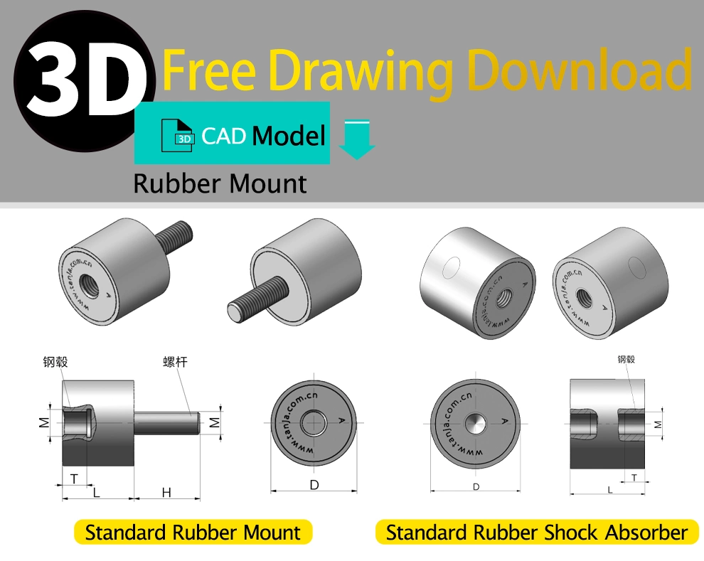 Cylindrical Vibration Isolators Rubber Mounts