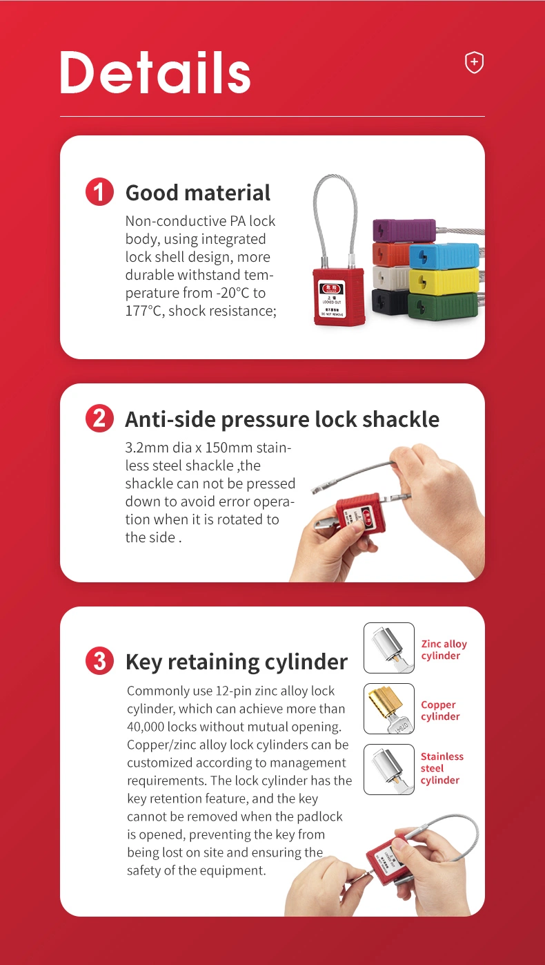 Boshi OEM Acceptable Yellow Stainless Steel Shackle Material Wire Safety Padlock (BD-G42)