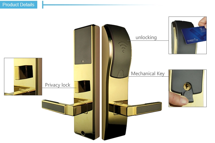 Wireless Electronic Keyless Mortise Door Handle RFID Smart Lock for Hotel