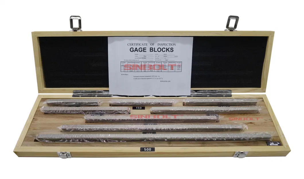 Block Gauge Set, 125-500mm, 8PCS, 0 Grade, Steel Gauge Block