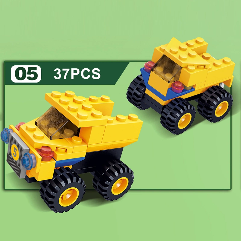 6 in 1 Brick Toys Set Great Gift Toy Building Block with Truck Car Educational Toys DIY Plastic Building Block Truck Toys