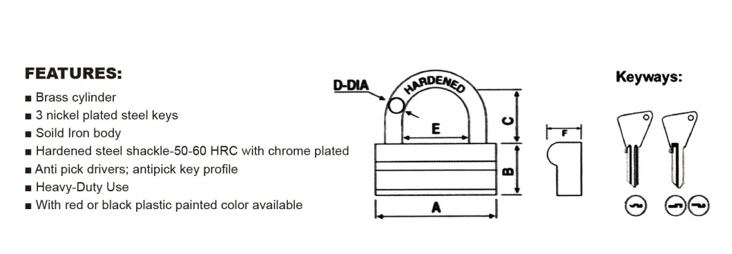 High Security &quot;P&quot; Type Plastic Painted Iron Padlock (068)