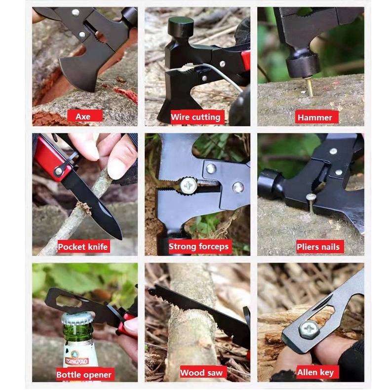 13 in 1 Survival Tools New Design Multitool Survival Axe Hammer Camping Tool with Safety Locks for Men Gifts