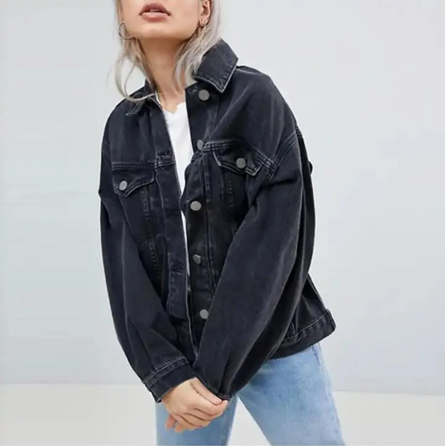 Women Short Jean Denim Coat Ladies Bike Jackets Woman Apparel