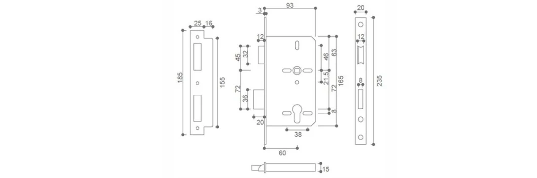 Mortise Door Lock Body Plug Lock