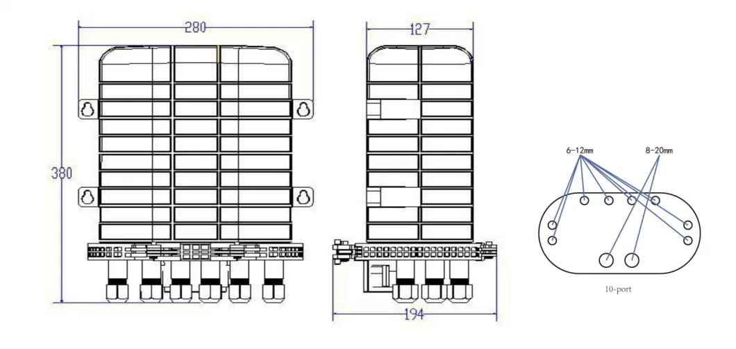 PC Material Flat Type Fosc Joint 288 Core Fiber Optic Splice Closure