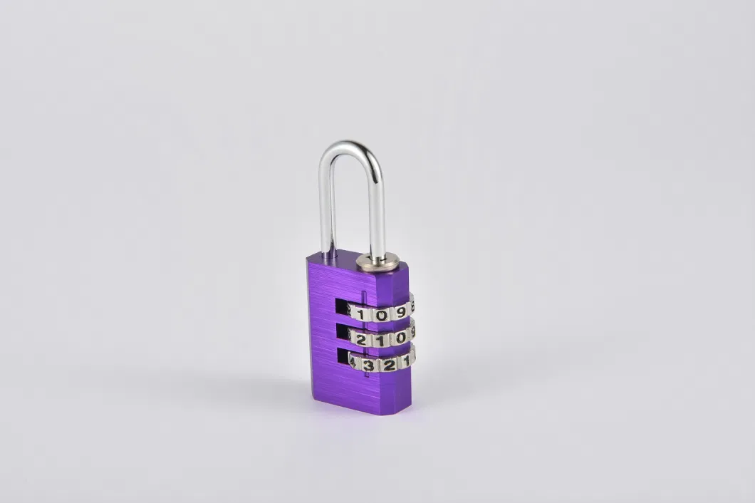 Purple Aluminum Alloy Combination Code 3 Dials Safety Economic Pad Lock