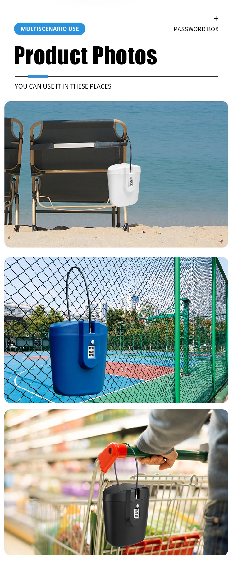 Outdoor Portable Safe Anti-Theft Beach Safe Box with Combination Lock