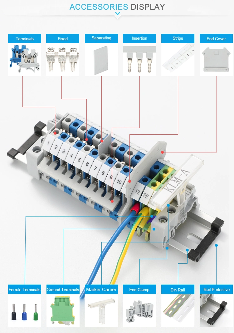 UK2.5 Screw Connection Anti Flaming V0 DIN Rail Terminal Block