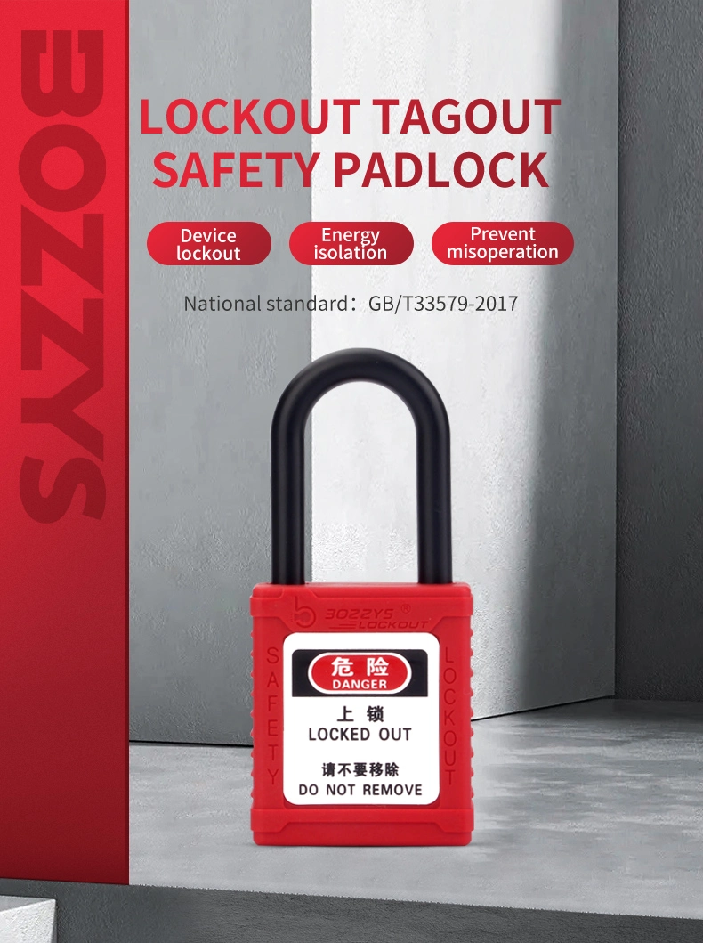 38mm Insulated Nylon Shackle Safety Padlock Lockout Padlock with Master Key