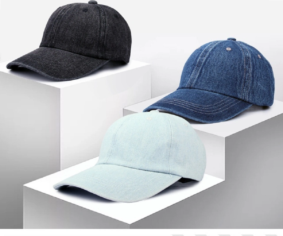 Washed Baseball Cap Denim Six Panel Hats Women Men Adjustable Trucker Visor Plain Hat Wyz13560