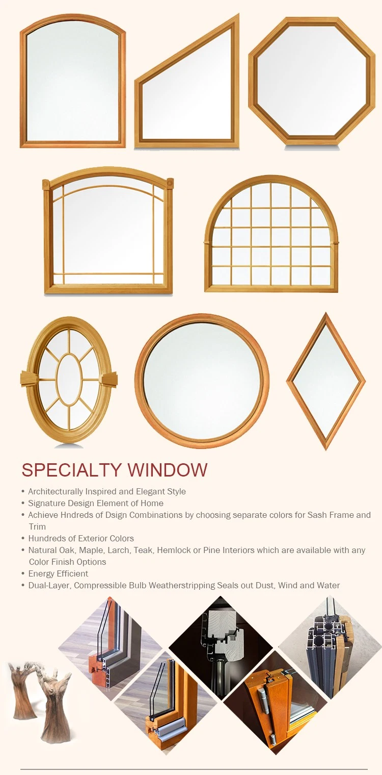 Chinese Top Supplier Aluminum Wood Window for Villa Arch Aesthetic Divided Light Grille Window