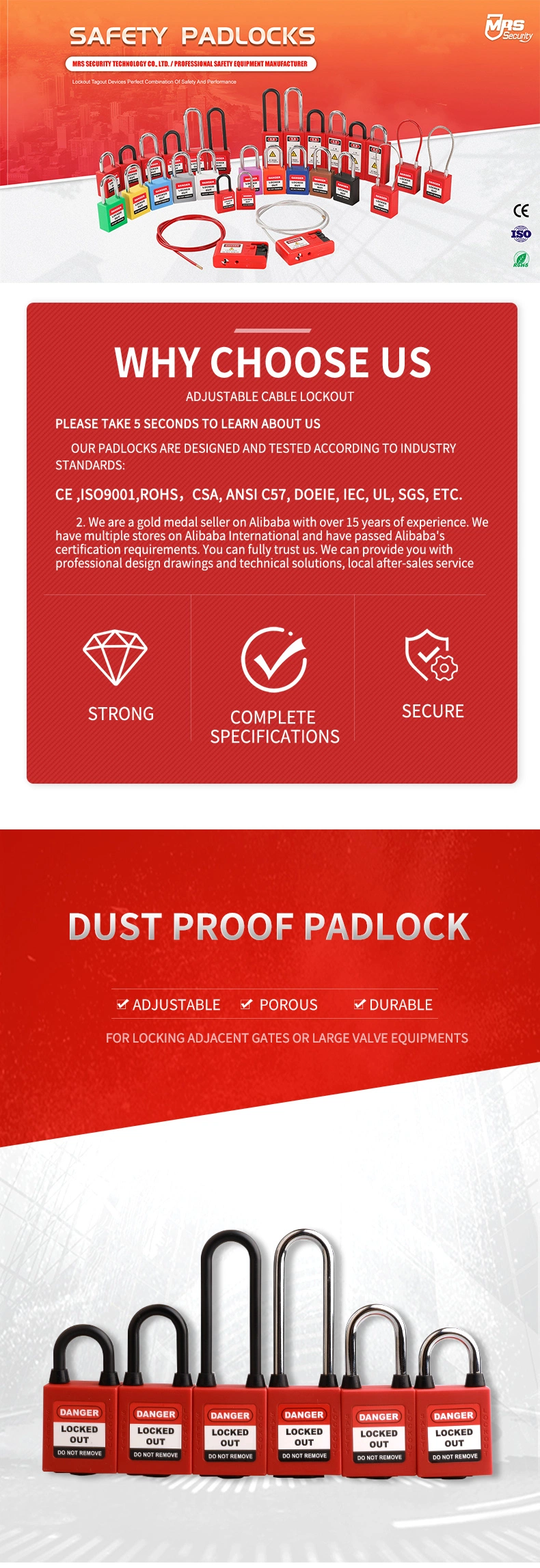Nylon Dustproof Safety Padlock Security Lockout Tagout Safe Lock Manufacturer