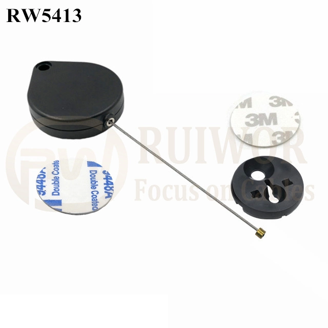 RW5413 Heart-Shaped Security Pull Box Plus Dia 30mmx5.5mm Circular Adhesive ABS Block