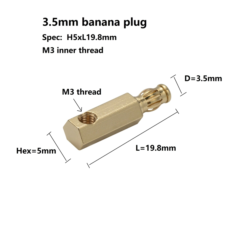 3.5mm Banana Socket Brass Gold Plating Wire Socket Female Banana Plug M3 Thread Screw Lock