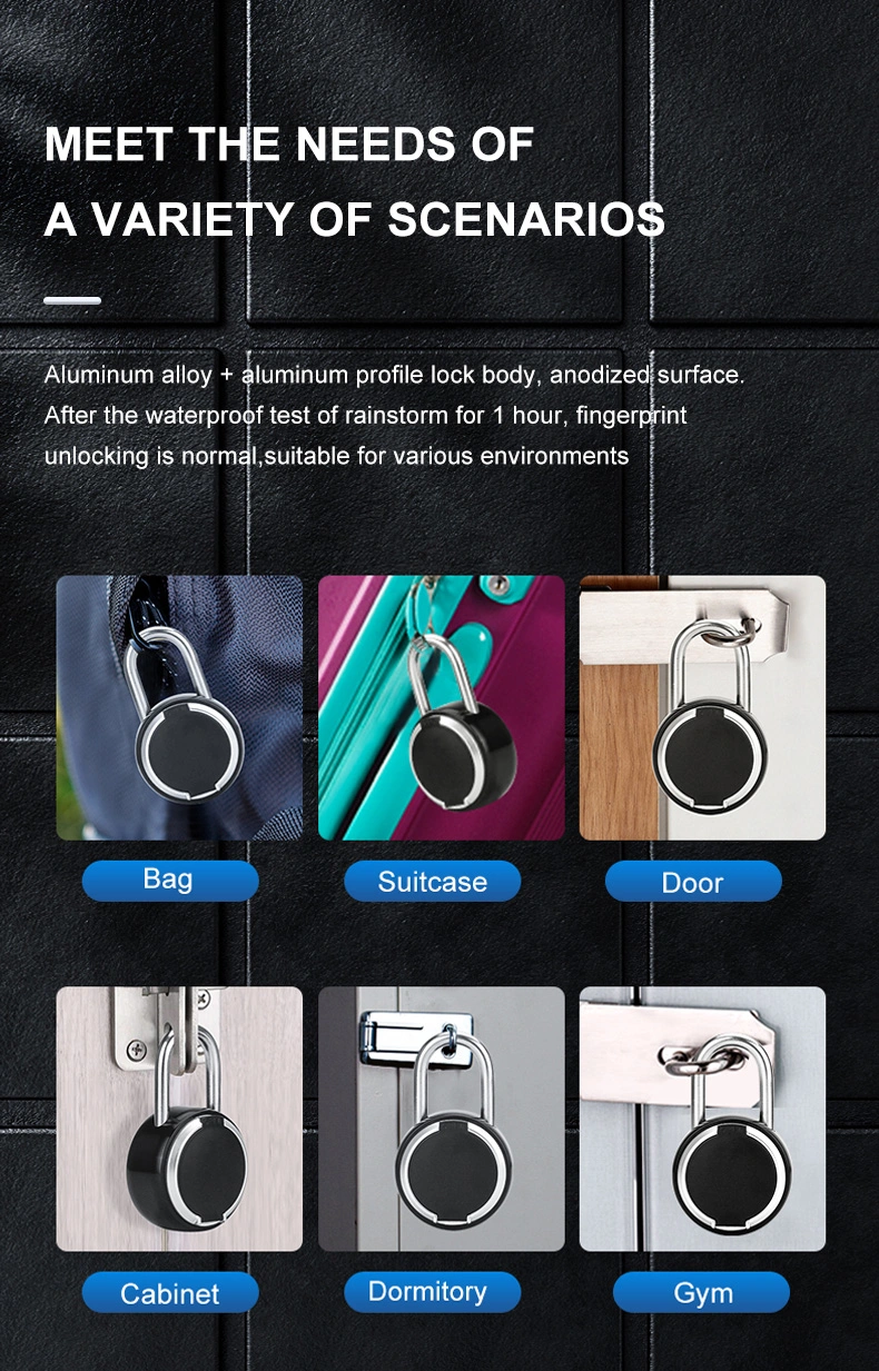 Waterproof Safety Lockout Padlock APP Remote Control Tuya Smart Keyless USB Charge Round Fingerprint Padlock