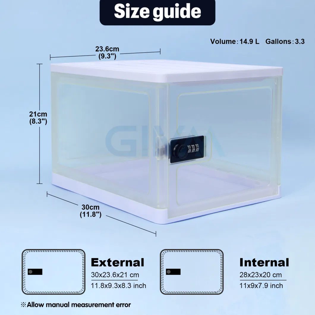 Factory Supply Clear Large Lock Box with Lock Security for Storage Safe Office Locker