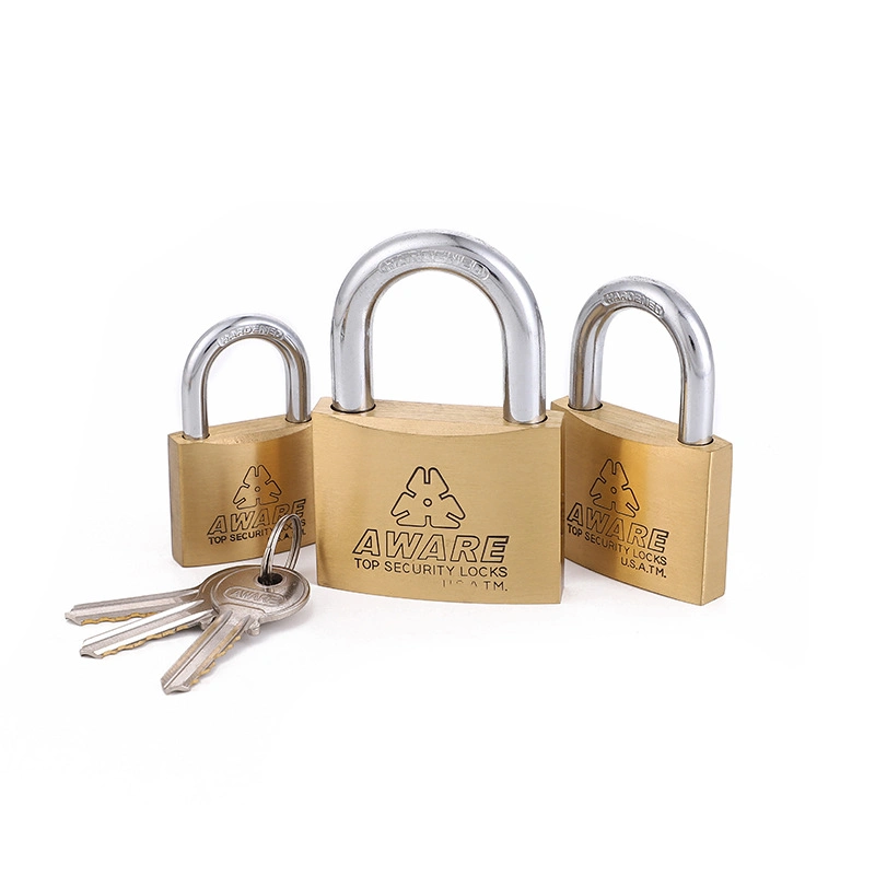 30/40/50/60mm Brass Cylinder Top Security Padlock Keys Door Lock