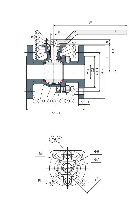 Investment Casting Ball Valve Flange End ANSI Direct Mounting Pad Ailipu