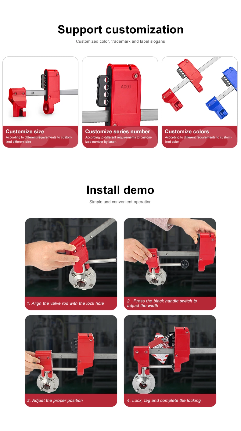 Adjustable Device to Fits 70mm to 210mm Valves Sanitary Butterfly Valve Lockout