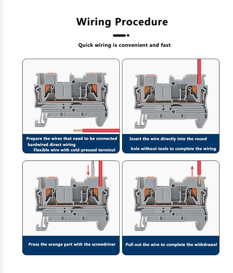 Pttb2.5 Spring in-Line Rail Type Double-Layer Terminal Block