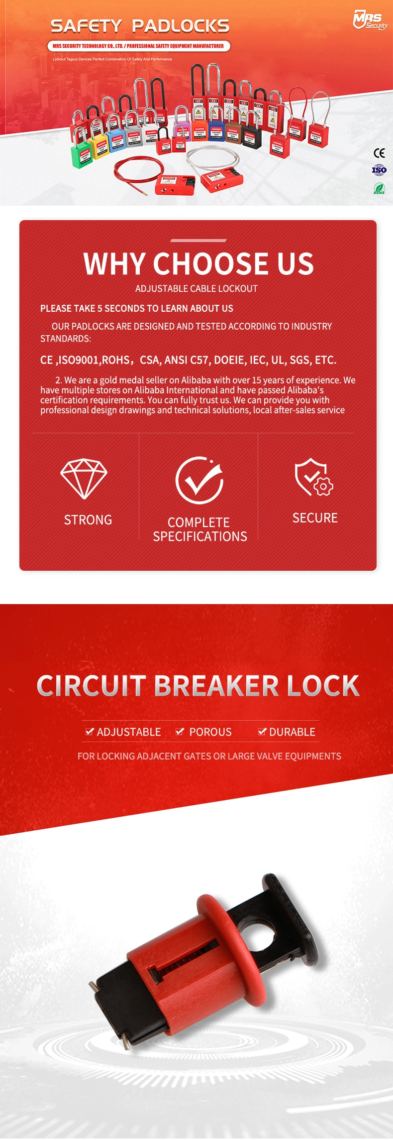 ABS Industry Miniature Safety Circuit Breaker Lockout Security Lockout Tagout Manufacturer