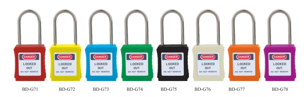 Thin Stainless Steel Shackle and Nylon Body Safety Padlock with Key Different