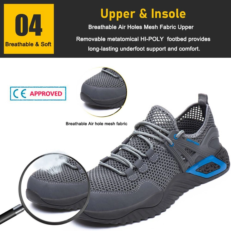Anti Slip PU Sole Steel Toe Summer Safety Shoes Sneakers for Men