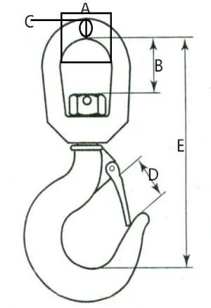 Stainless Steel Swivel Type Eye Slip Cargo Lifting Hook with Safety Latch