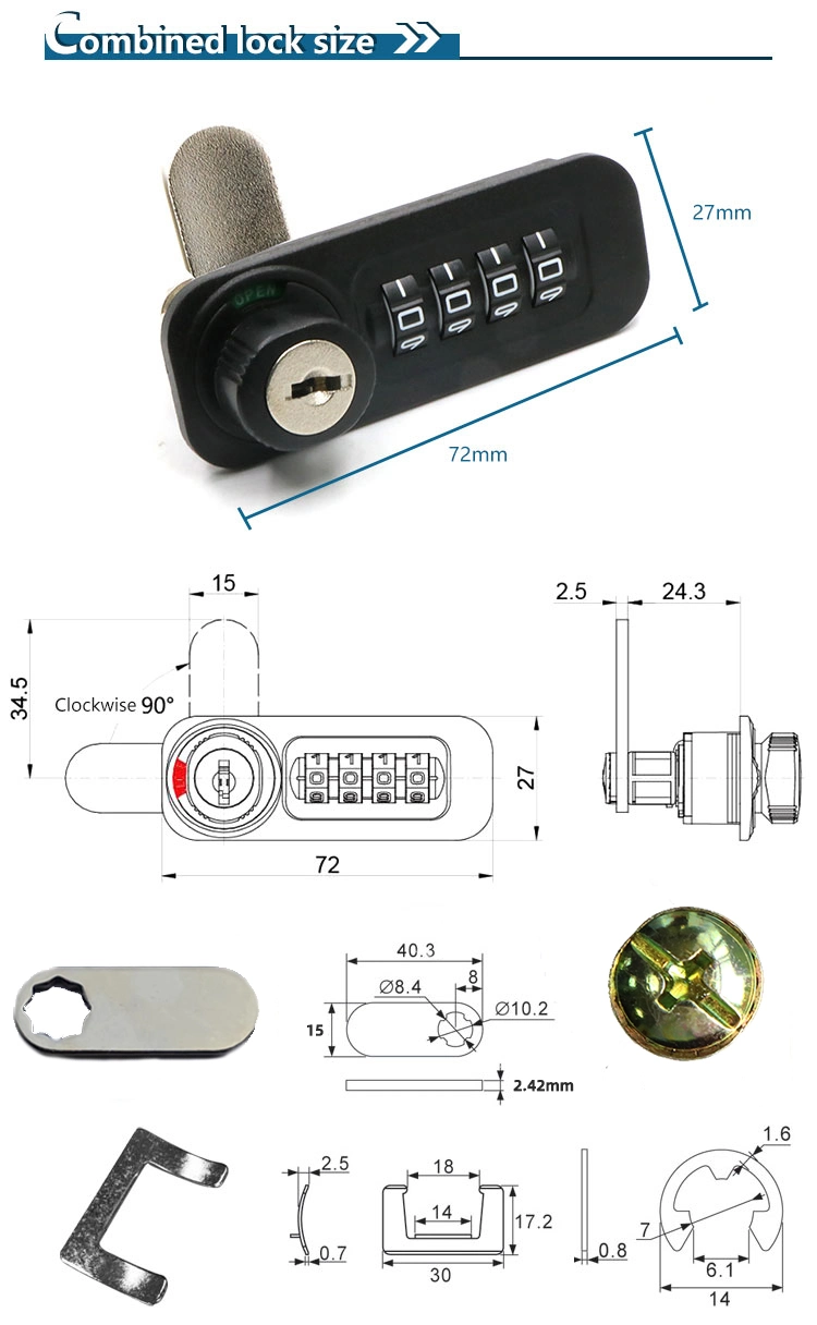 Master Key 4 Digital Gym Safety Drawer Furniture Mechanical Locker Wood Wooden Cabinet Code Combination Cam Lock