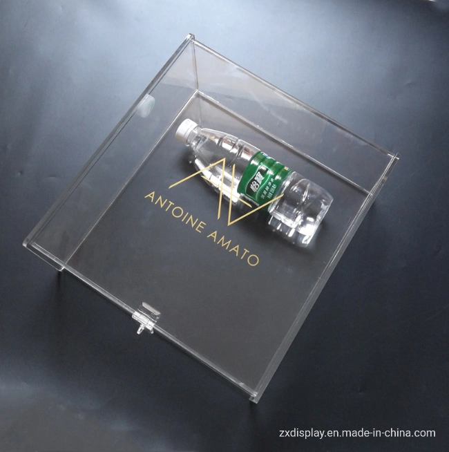 Custom Clear Plexiglass Branded Handbag Display Box with Padlock Closure