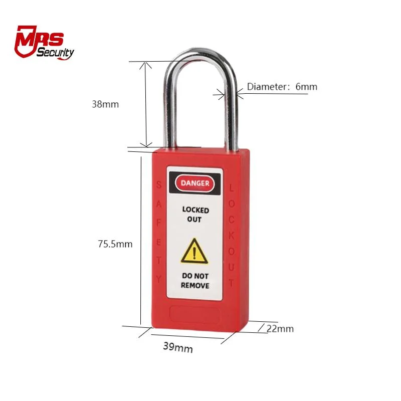 38 mm Steel Shackle Long Lock Body 6mm Diameter Safety Padlock