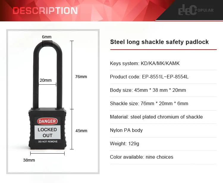 Bulk Industry Nylon Body 38Mm Stainless Steel Shackle Safety Padlock