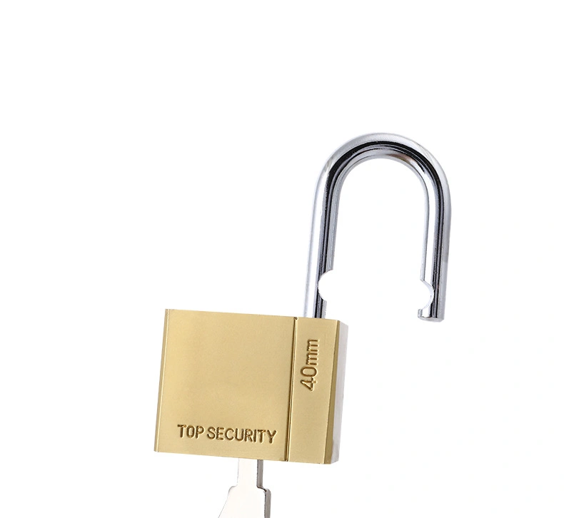 Hot Saling High Quality Heavy Brass Color Electroplating Surface Thick Long or Short Schackle Safety and Security Equipment Door Lock and Furniture Iron Padlock