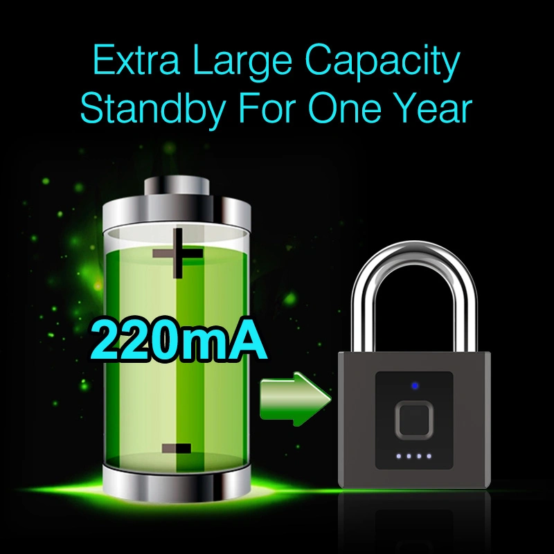 Security Zinc Alloy Fingerprint Smart Biometric Electronic Padlock Anti-Theft Waterproof Smart Padlock