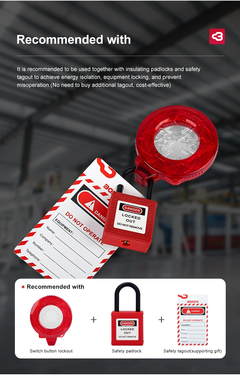 Removable Red Push Button Lockout Cover Kit for Electrical Insulation Lockout/Tagout