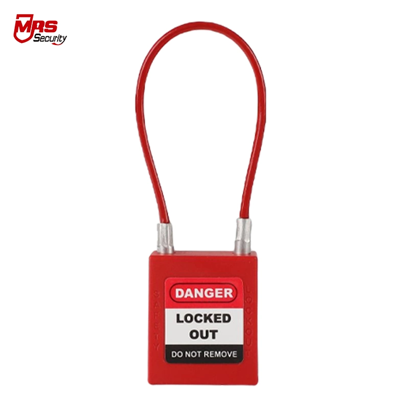 175mm Cable Shackle Security Padlocks with Key Red Plastic Safety Padlock