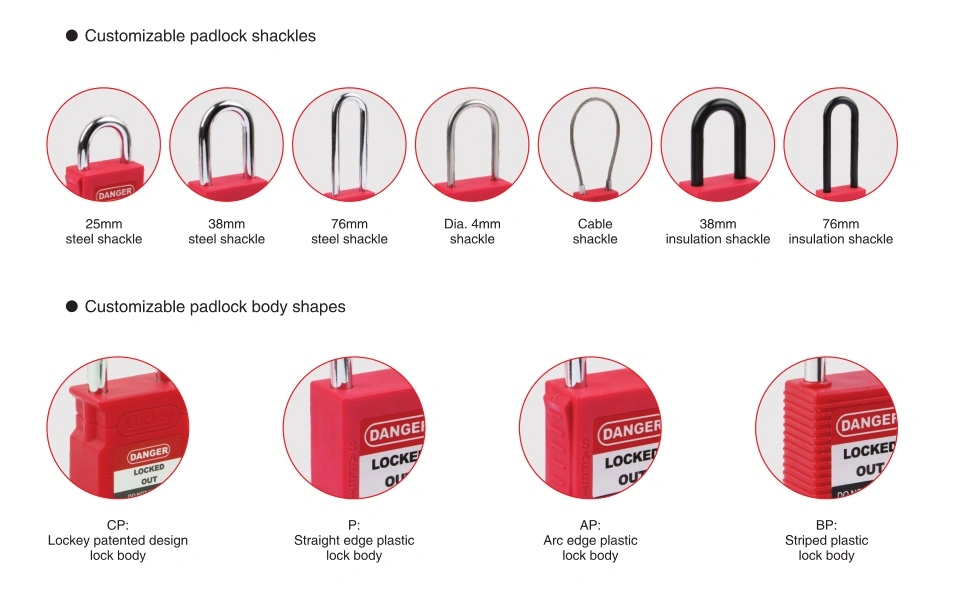 Colorful Safety Padlock 38mm Nylon Shackle Padlock