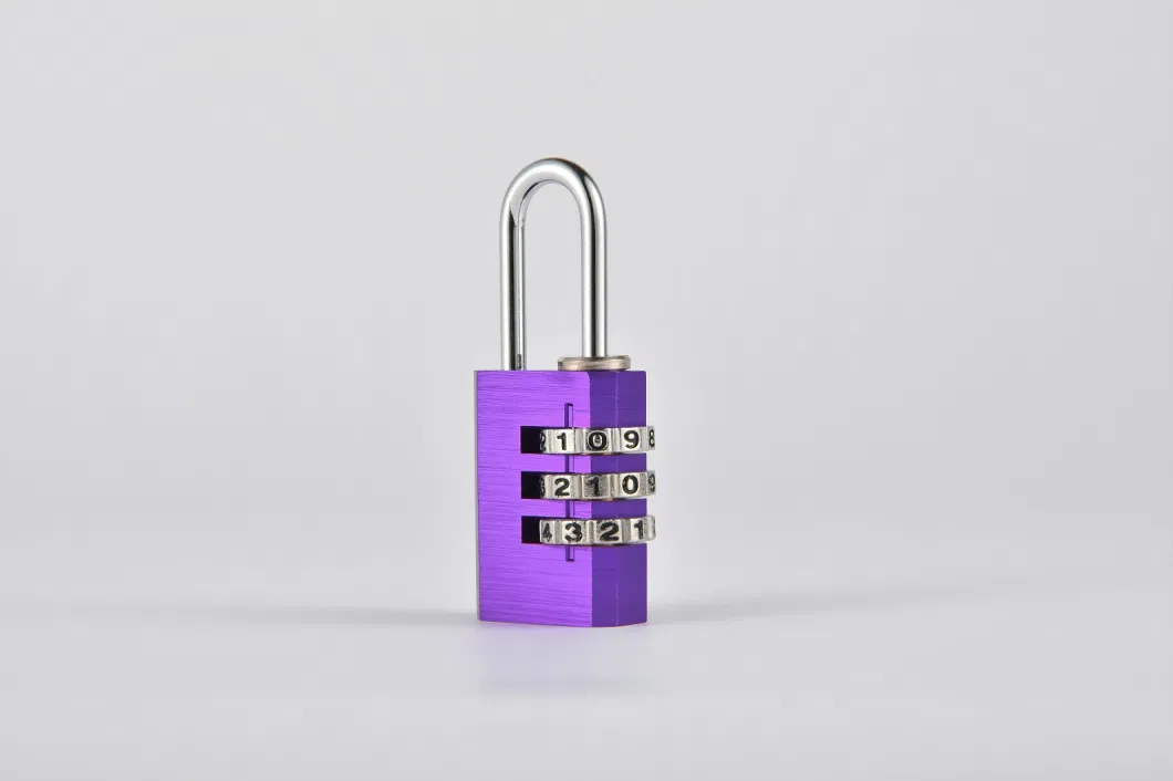 Purple Aluminum Alloy Combination Code 3 Dials Safety Economic Pad Lock