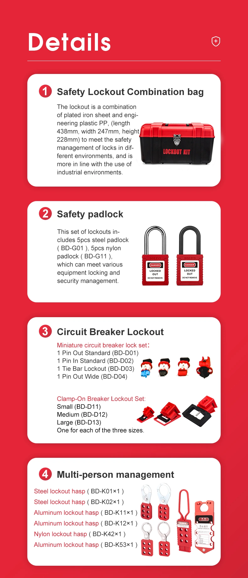 Valve and Electrical Lockout Tagout Kit for Overhaul of Industrial Equipment