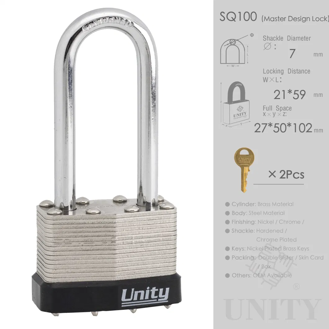 Same Keyed Laminated Steel Padlock with Long Shackle