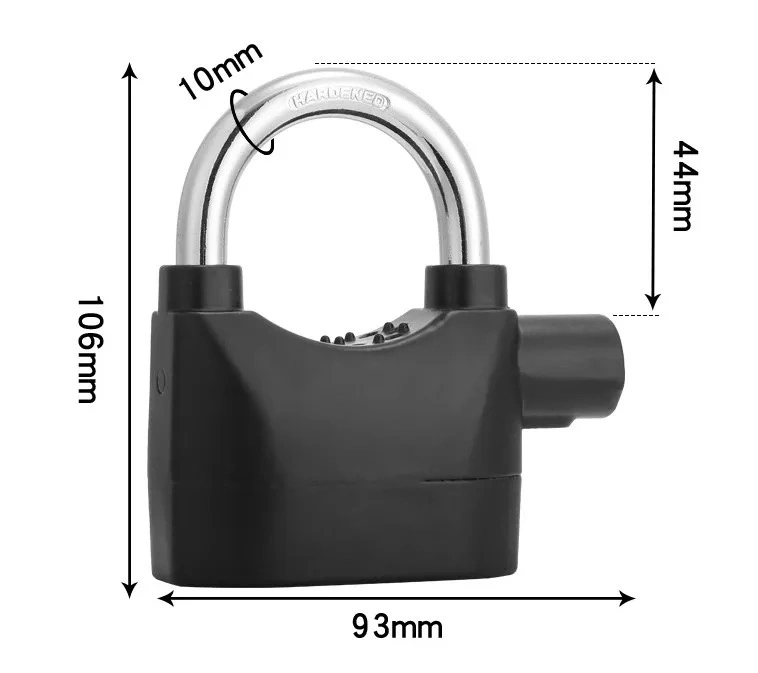 New Indoor Security Lock Al Aloy Material Cylinder Security Siren Padlock Signal Sensor with High Quality Security Alarm Padlock