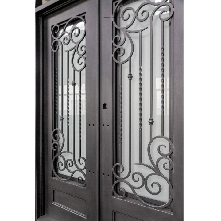 Ornamental Grill Decorative Iron Security Door with Insulating Glass