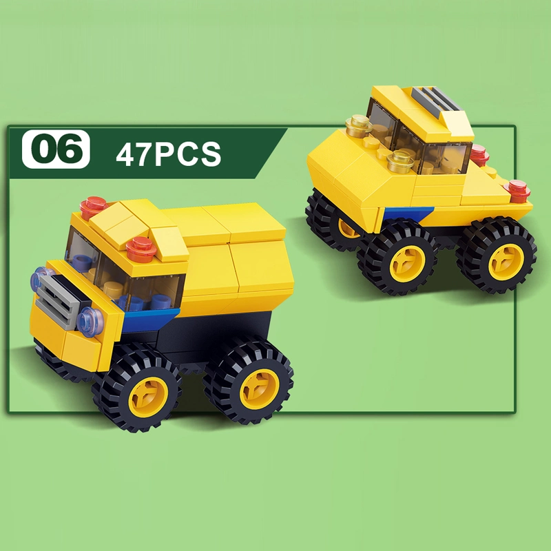 6 in 1 Brick Toys Set Great Gift Toy Building Block with Truck Car Educational Toys DIY Plastic Building Block Truck Toys